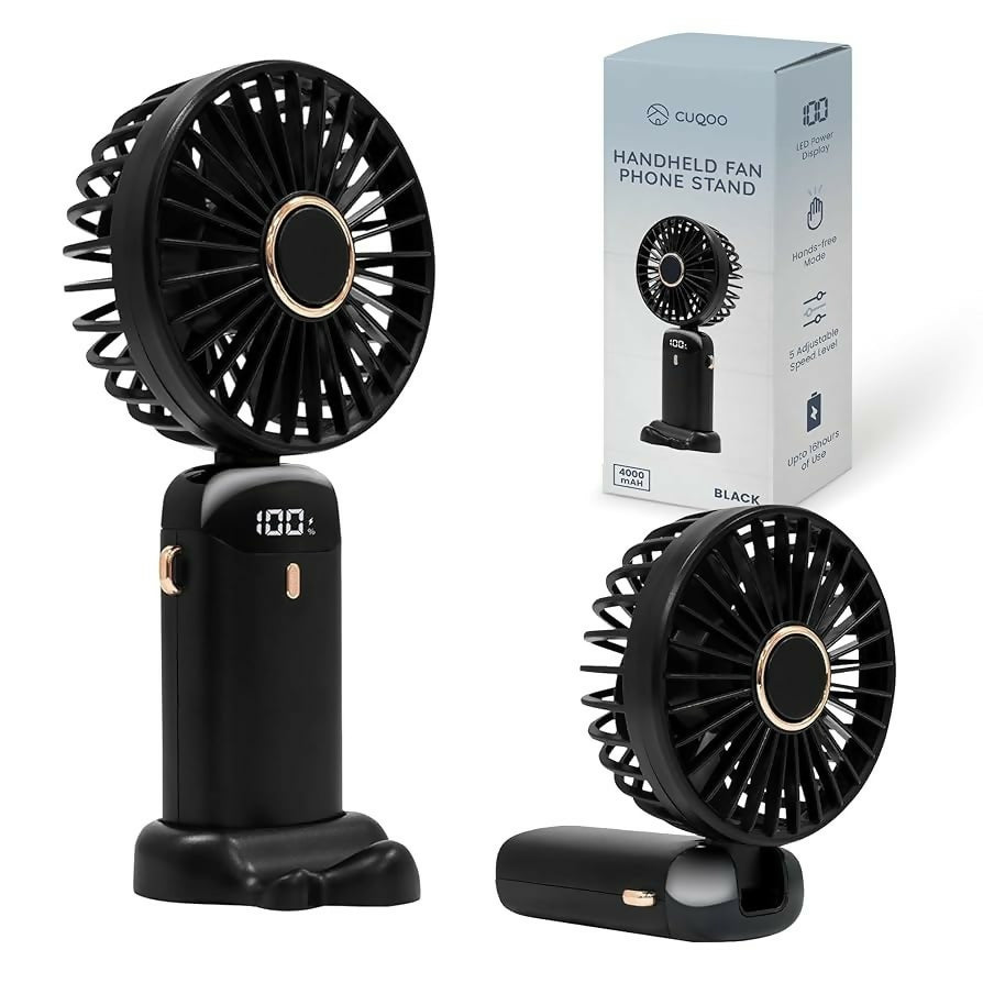 Digital Display Portable Mini Fan – 5-in-1 Multipurpose USB-C Rechargeable Handheld Fan - With Cable (Random Color)