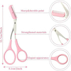 Eyebrow Trimming Scissors with Attached Comb, Precision Stainless Steel Blades