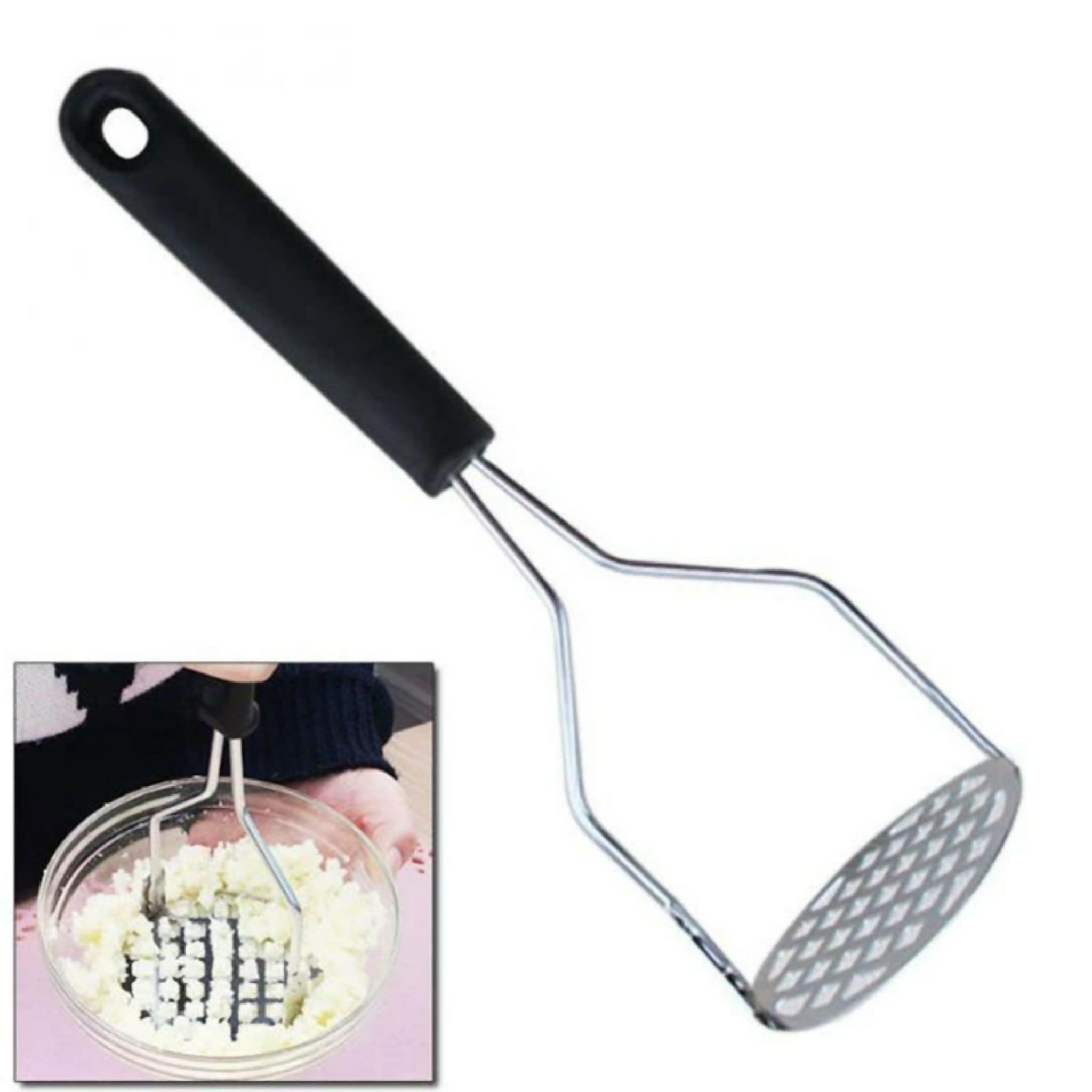 Stainless Steel Potato Masher – Manual Vegetable & Fruit Ricer Crusher Tool | Kitchen Cooking Gadget