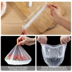 100 PCS Disposable Food Cover Plastic Bags – Transparent Fresh Food Storage & Wrap Bags (Pack Of 01)