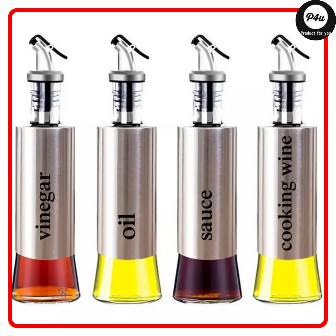 Olive Oil & Vinegar Glass Dispenser – 300ml Leak-Proof Kitchen Bottle with Dropper