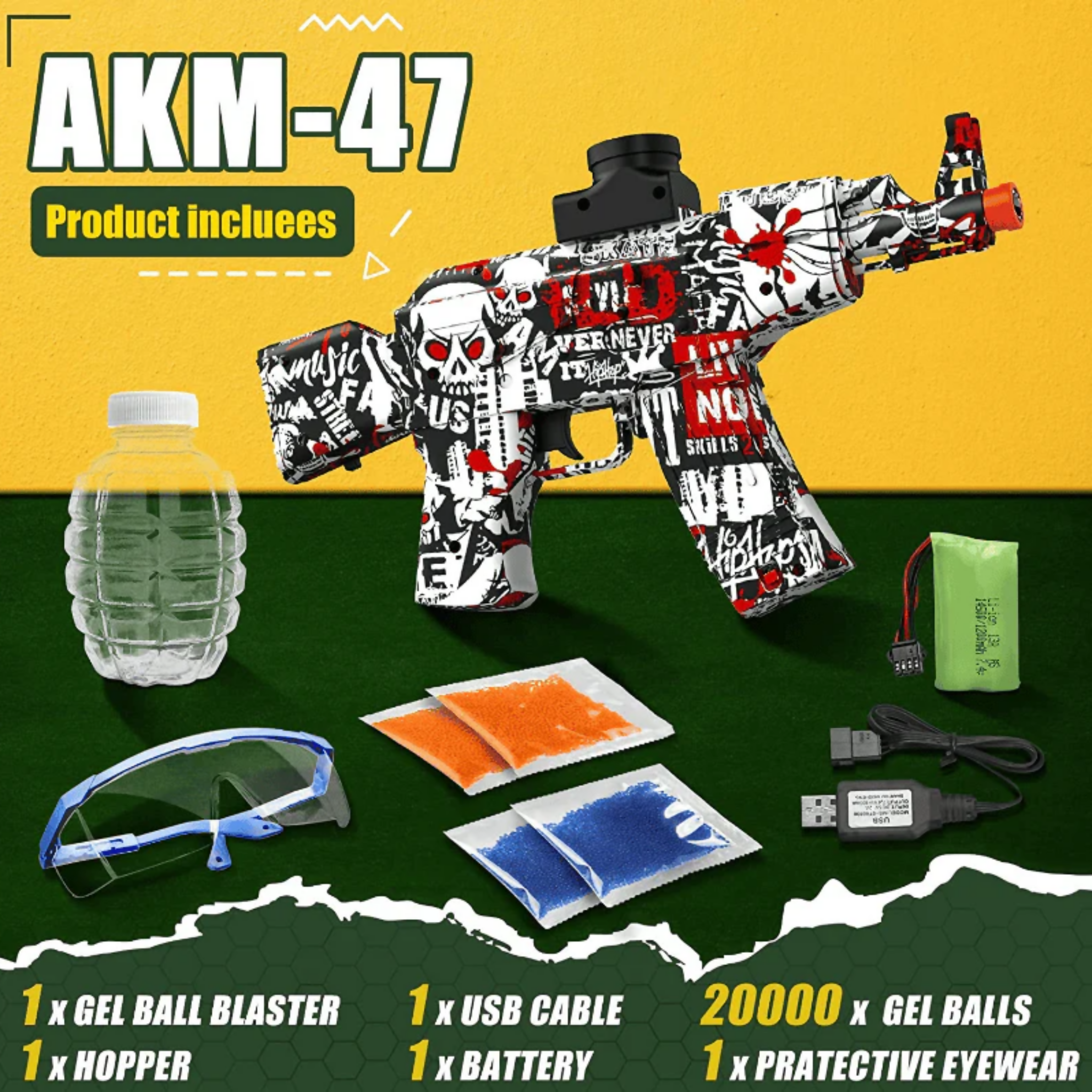 Shooter Gun Toy, Electric Splatter Blaster with 3000 Water Beads