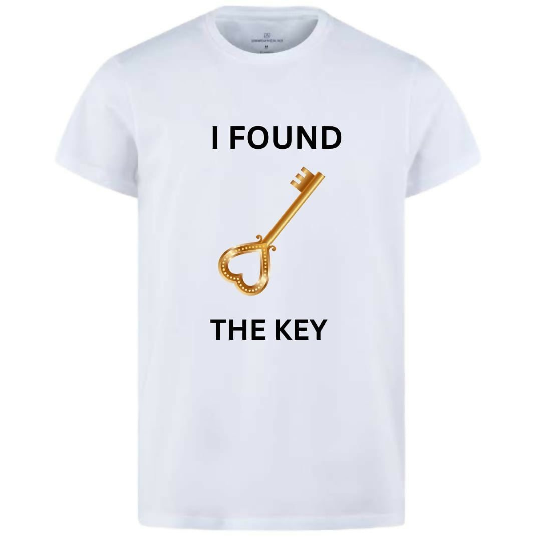 The Key & My Heart Style White T-Shirt – Key & Heart Design T-Shirts – Best Quality T-Shirts For Girls | T-Shirt For Women – T-Shirt For Men – My Heart, Small