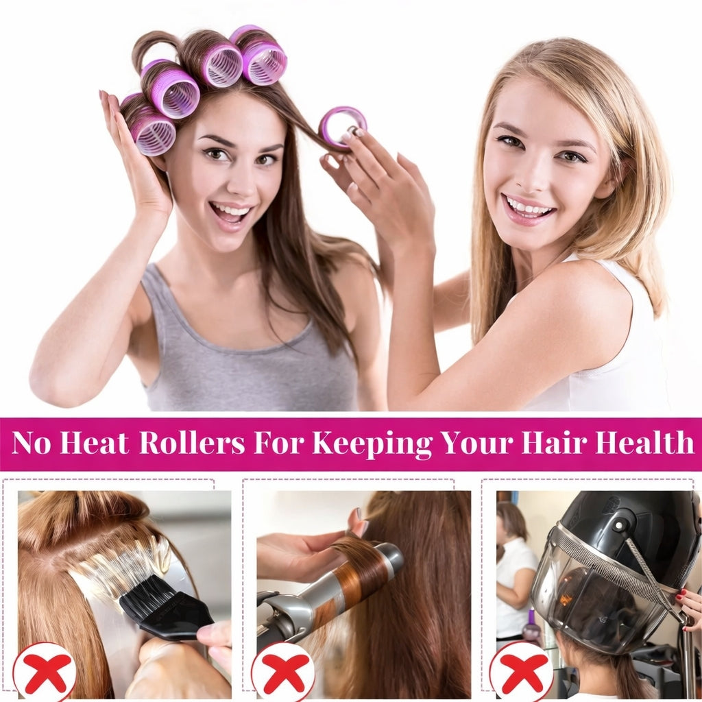 Self Grip Hair Rollers for Easy Curling and Styling - Pack of 12