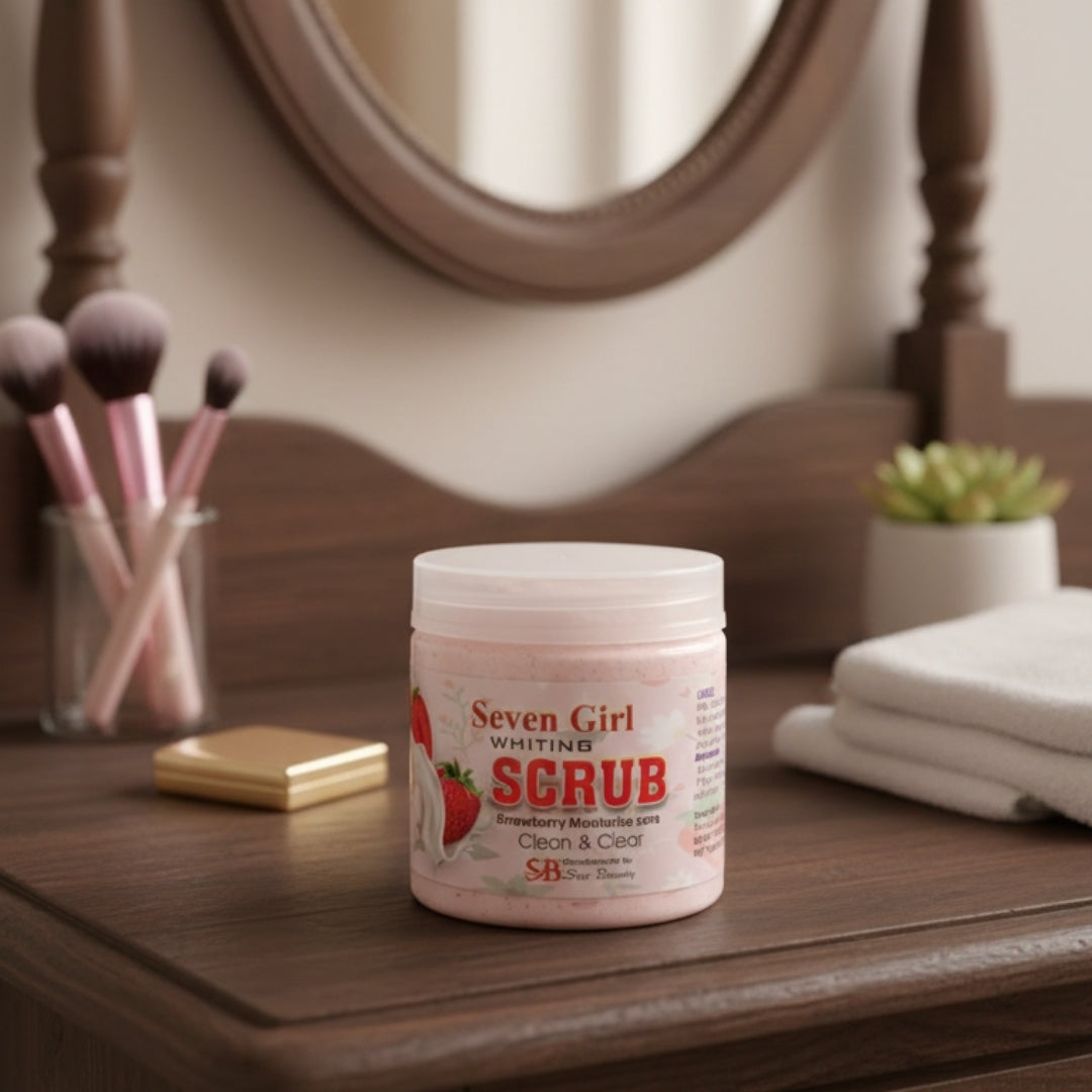 Seven Girl Strawberry Whitening Scrub, Gentle Skin Care Scrub for Daily Use