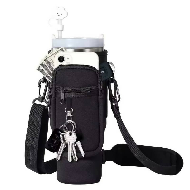 Tumbler Bag – Portable Water Bottle Carrier Sleeve With Adjustable Shoulder Strap Protective Pouch Bag For Hiking Travel Outdoor Use (Random Color)