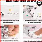 Hollow Metal Snap Button Set,Snap Fasteners,with Pliers,Leather Snap Buttons for Jeans Pockets