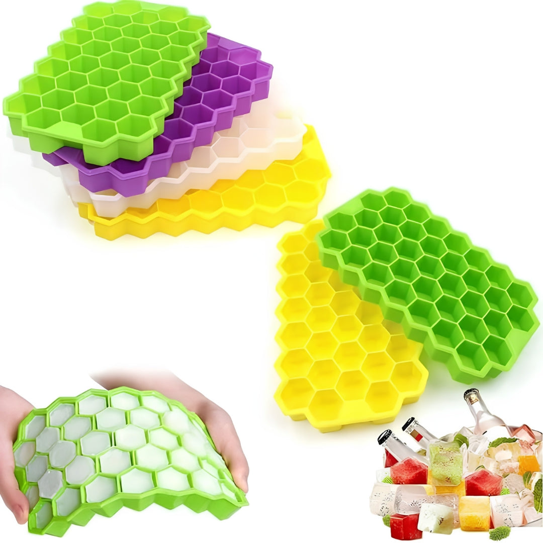 Silicon Ice Cube Tray With Lid 36-Cube Honeycomb Mold