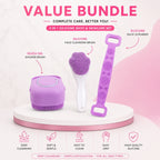 Silicone Shower Brush Back Scrubber & Face Cleansing Brush Set