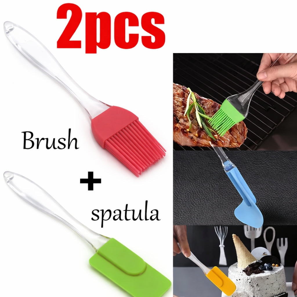 Silicone Spatula and BBQ Oil Brush Set Heat Resistant Cooking Tools