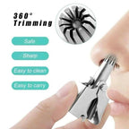 Stainless steel Manual Nose Hair Trimmer _ Portable 6_ Teeth Precision Trimming Tool with Drawstring Bag and Brush