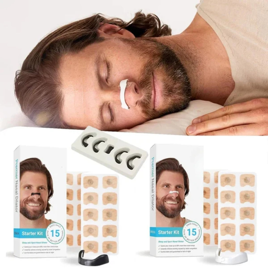 Sleepco Magnetic Nose Strips starter kit with 15 external nasal tabs, magnetic band and applicator