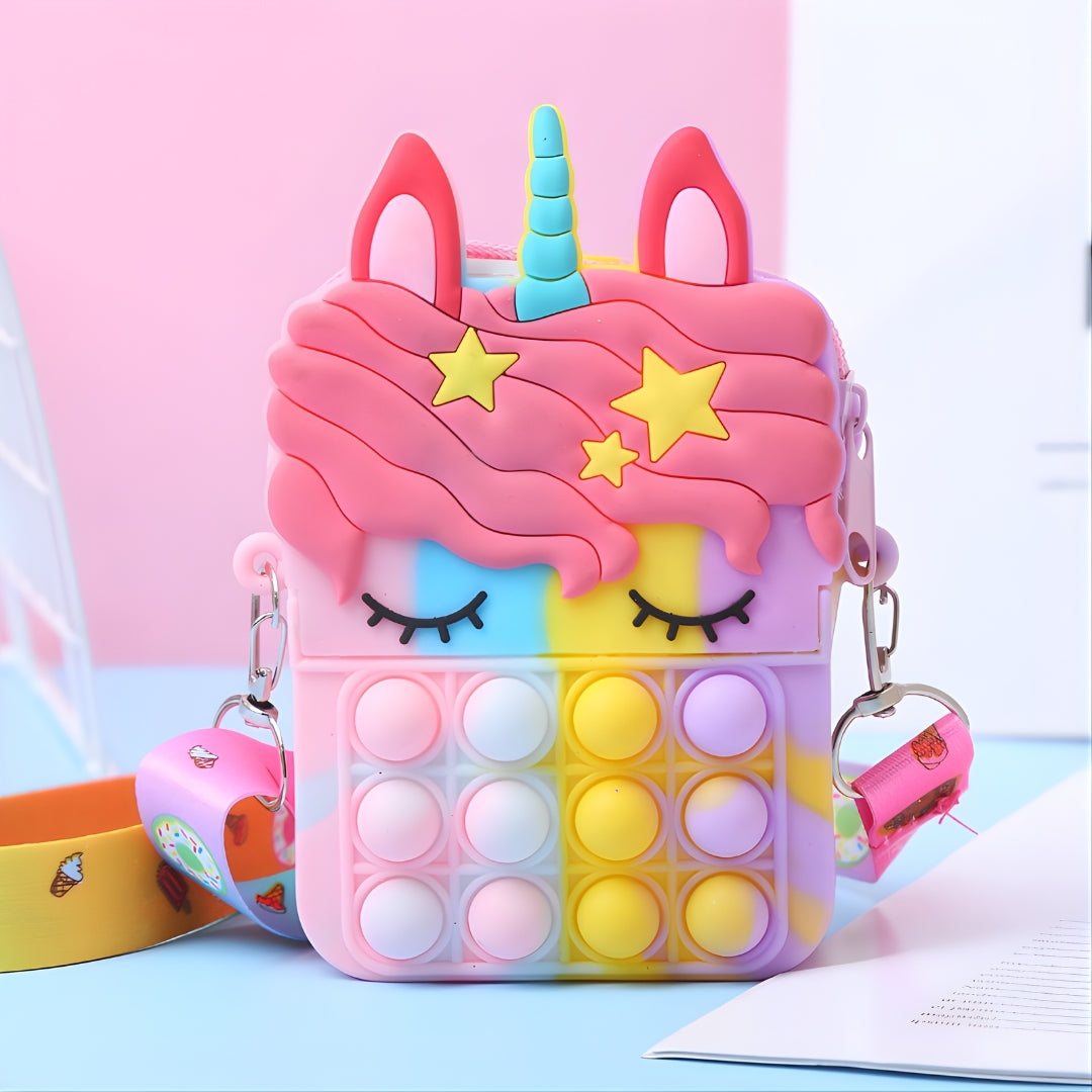 Small sleepy unicorn pop fidget bag