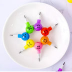 Smiley Face Rainbow Pencils, Cute Writing Pencils for School and Gifts - 12 pcs
