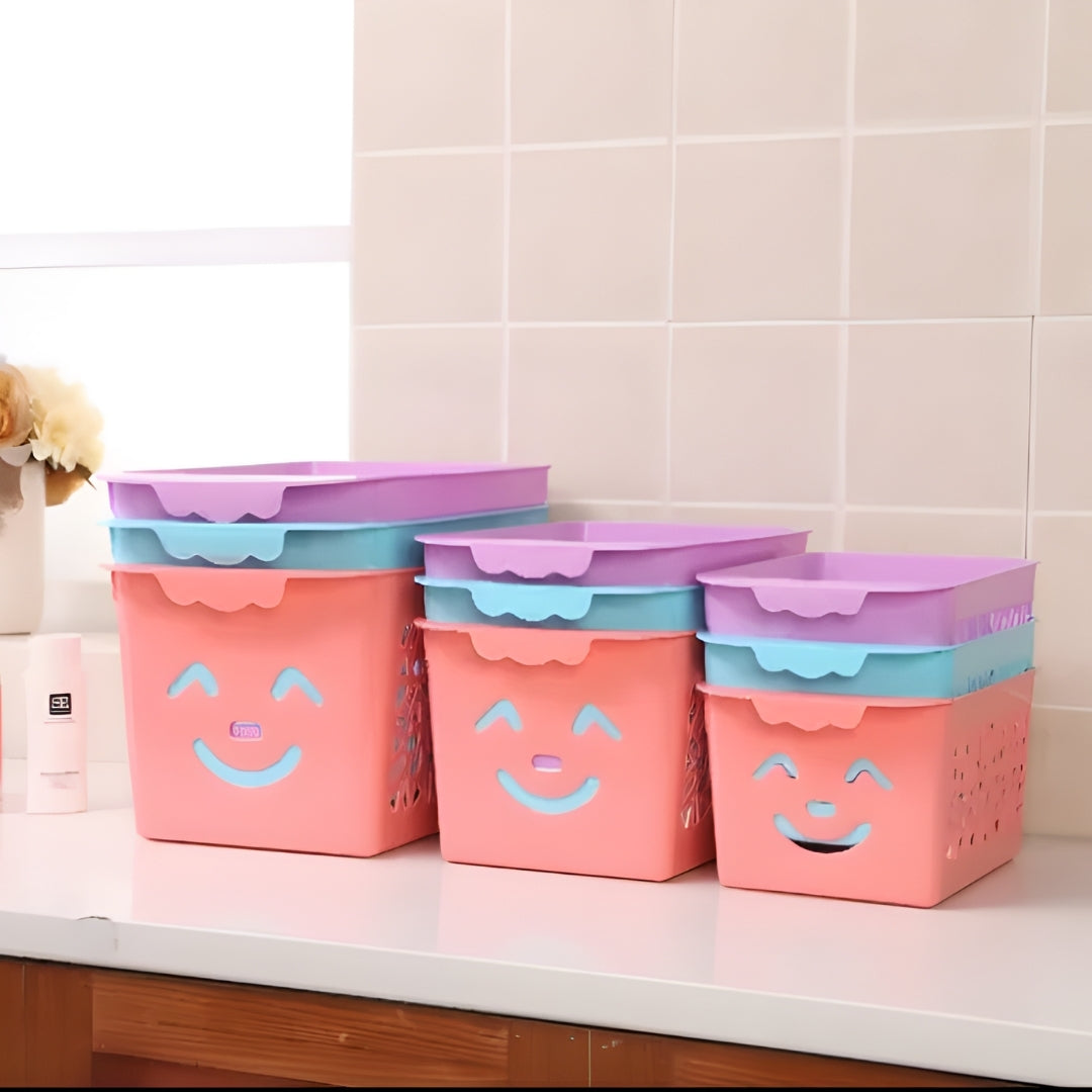 Smiley Organizer Baskets, Durable Storage Bins for Toys - Set of 3