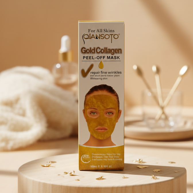 Qiansoto Gold Collagen Peel-Off Facial Mask, Anti-Aging & Skin Brightening Treatment