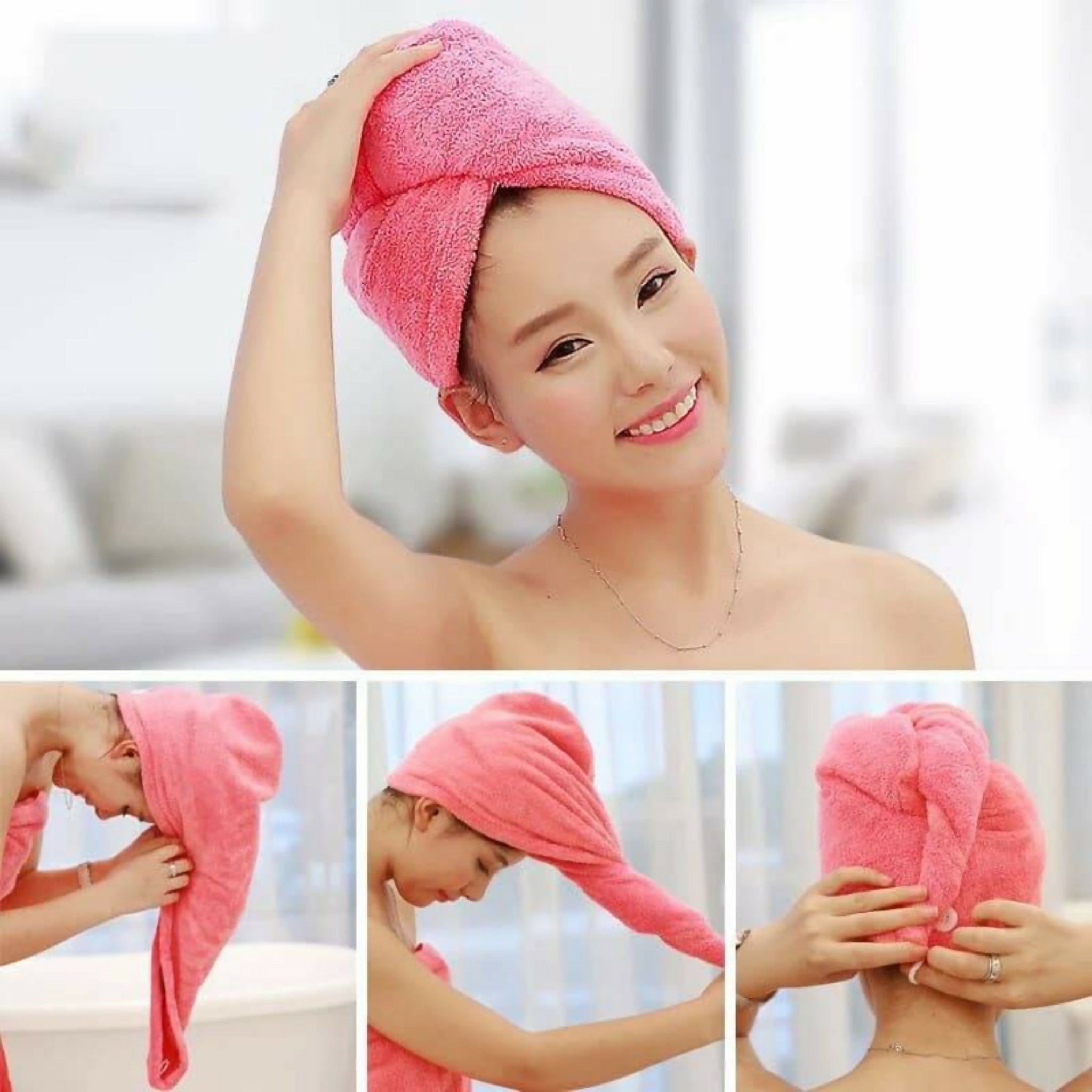 Pack of 2 Super Absorbent Microfiber Hair Towels – Quick Dry Hair Wrap Turban for Women, Long, Thick & Curly Hair