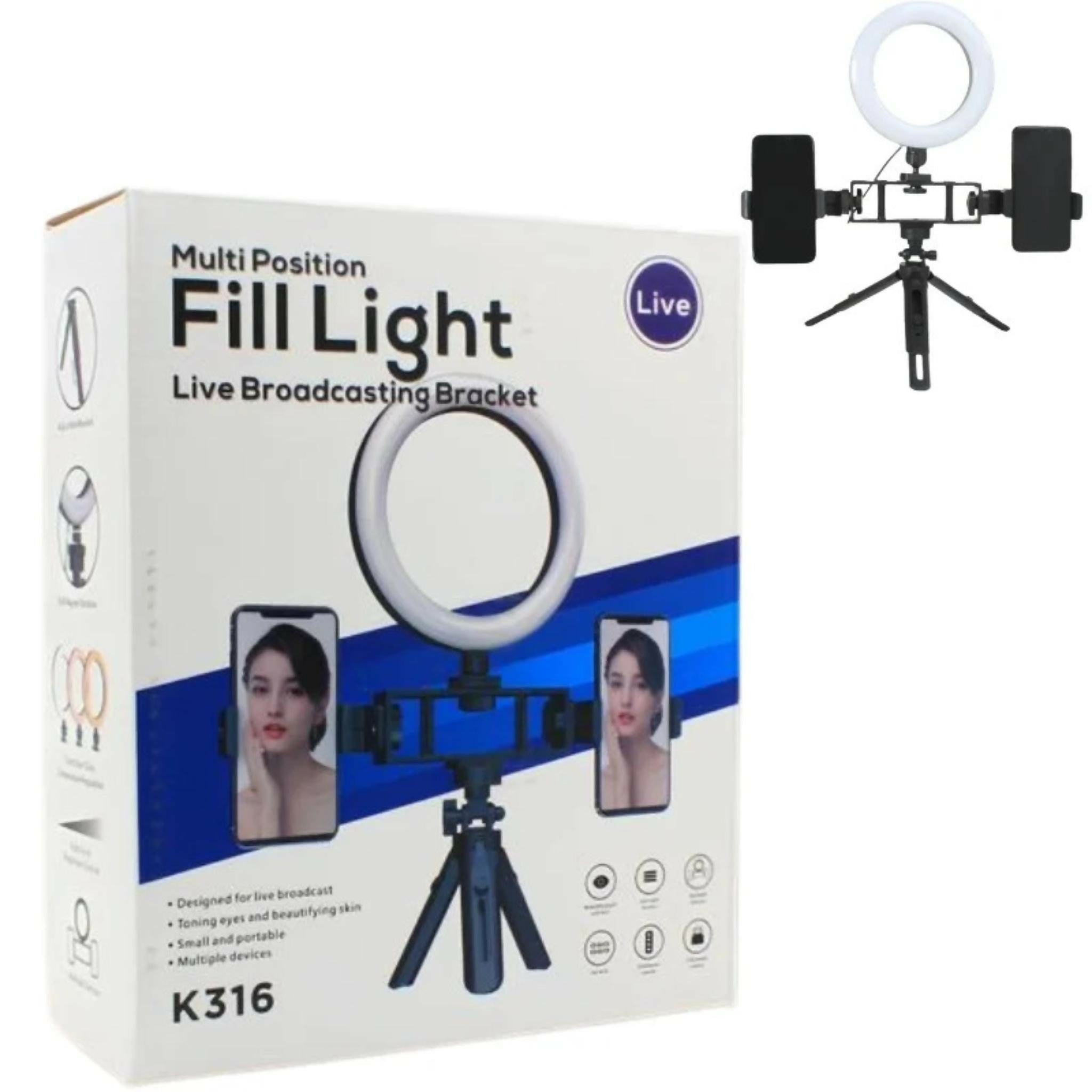 6-Inch Multi-Position Fill Light | Selfie Ring Light with Tripod Stand & Phone Holder | 3 Color Modes | USB Powered | Multicolor