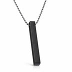 Necklace, Stainless Steel Bar Pendant Silver and Black - Set