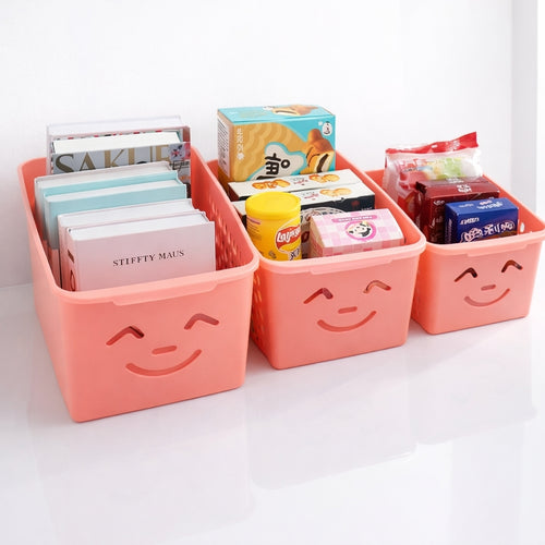 Storage Basket, Smiley Organizer Toy Basket with Handles