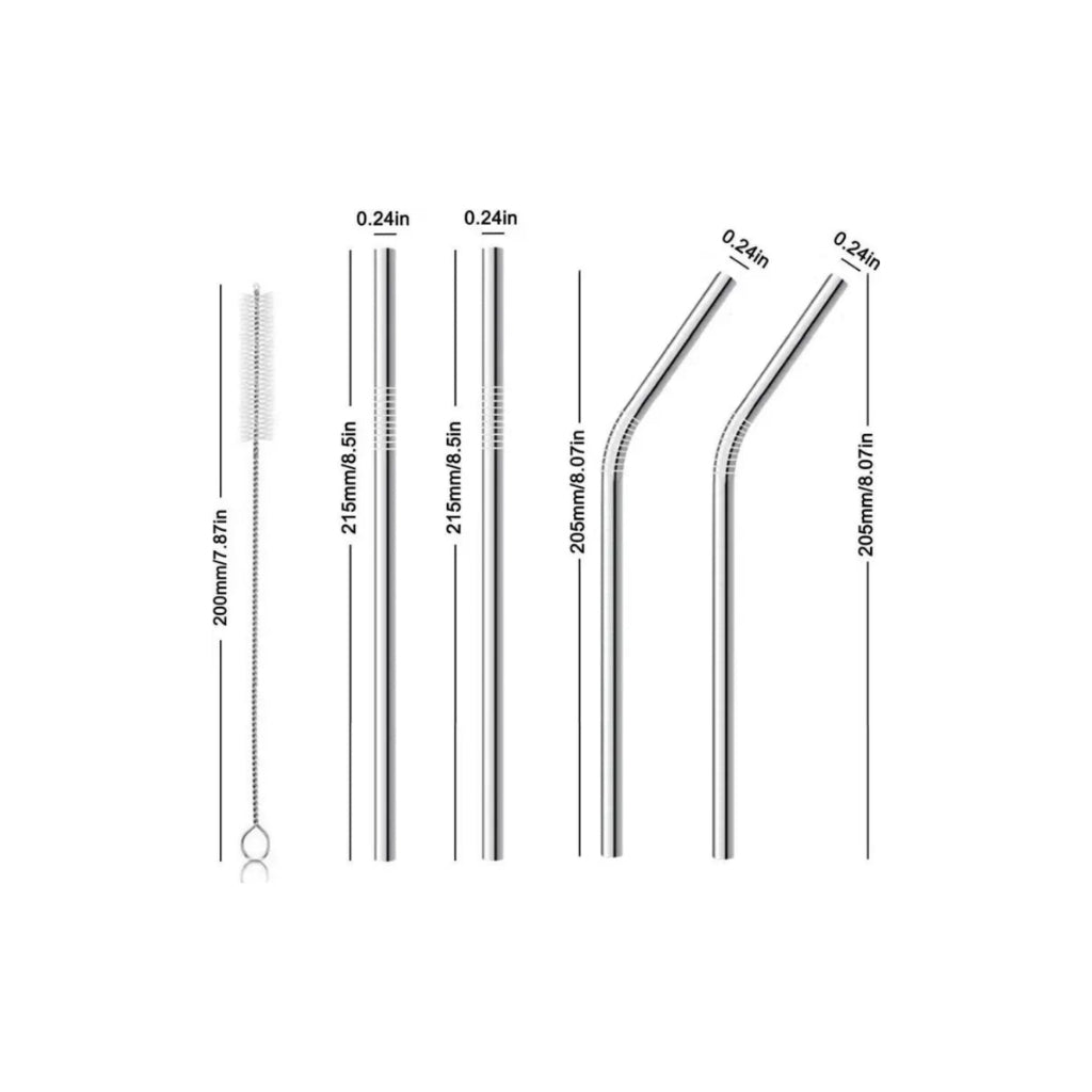 Straw, Reusable Stainless Steel with Cleaning Brush