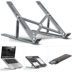Folding Adjustable Aluminum Laptop Stand - Portable Ergonomic Multi Angle Desk Riser Lightweight Heat Dissipation Notebook Holder Mount