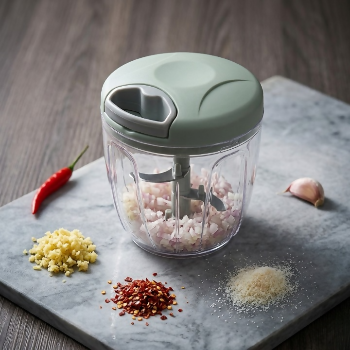 Manual Pull-String Household Vegetable Cutter & Meat Chopper – Multi-Function Hand - 3 Blade