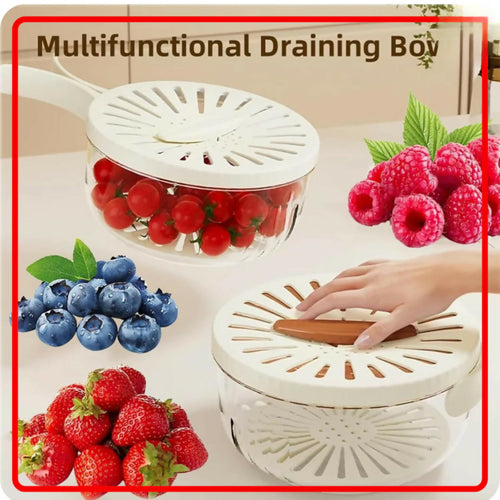 2-in-1 Drainer & Strainer Basket, Foldable Washing Bowl