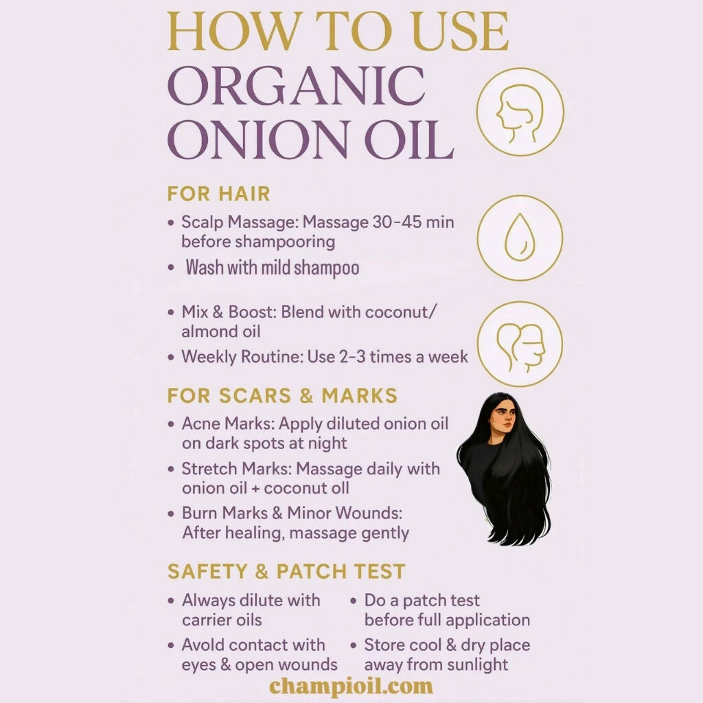 Organic Onion Hair Oil, Cold-Pressed Growth & Strength Formula, for Unisex