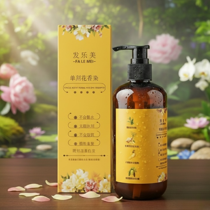 Fa Le Mei Single Agent Floral Pure Dye Shampoo With Plant Extract Instant Gray Hair Coverage