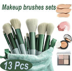 13 Piece Makeup Brush Set With Matching Storage Pouch Professional Soft Bristles For Blending Contouring And Daily Use | Random Color