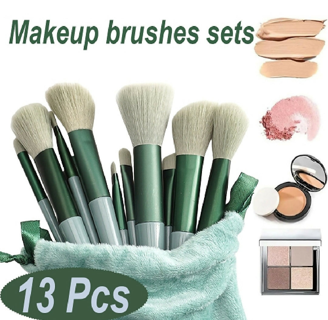 13 Piece Makeup Brush Set With Matching Storage Pouch Professional Soft Bristles For Blending Contouring And Daily Use | Random Color