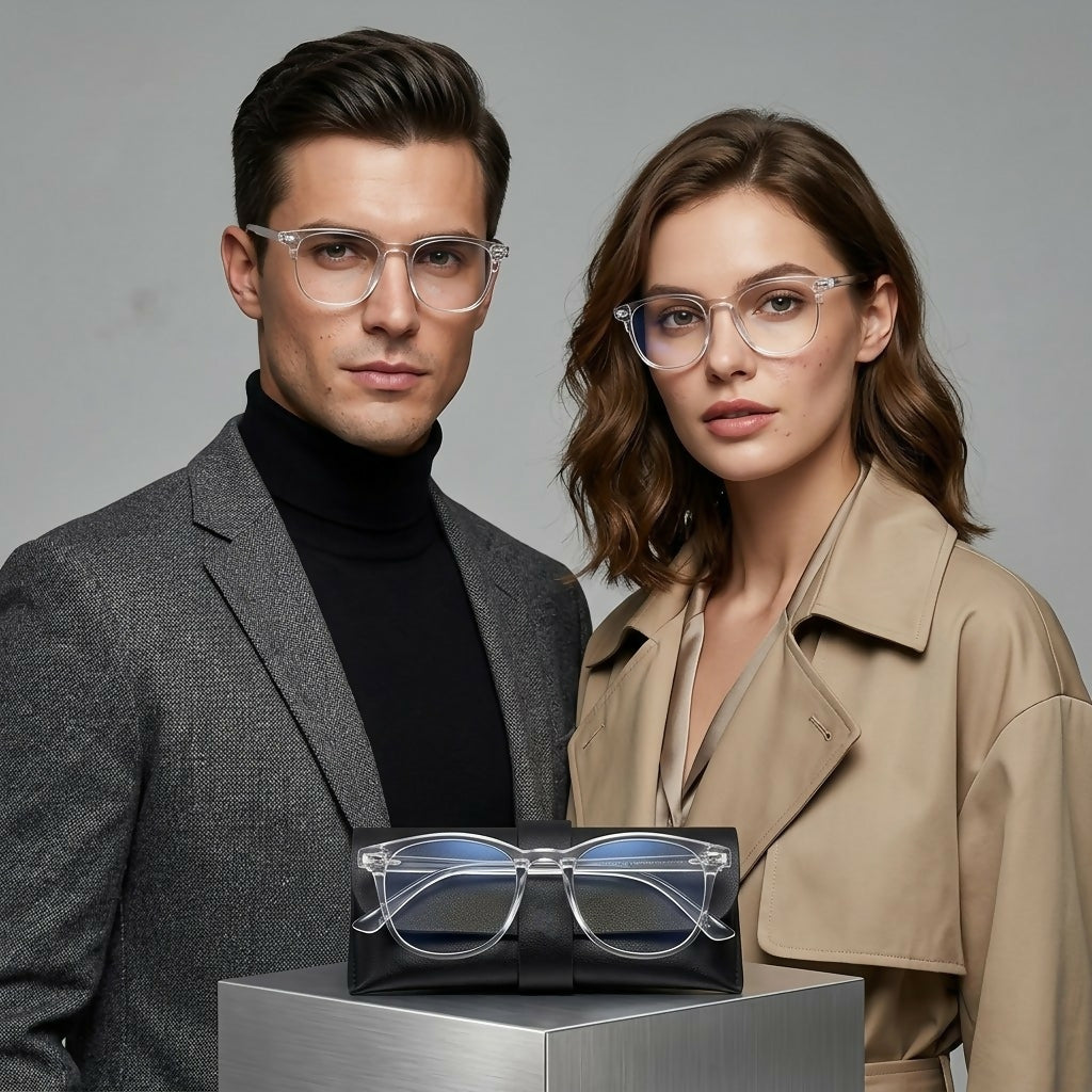 Transparent UV400 Blue Light Blocking Glasses for Men & Women | Clear Lens Computer & Mobile Eyewear | Stylish Unisex Frame with Protective Glasses Box