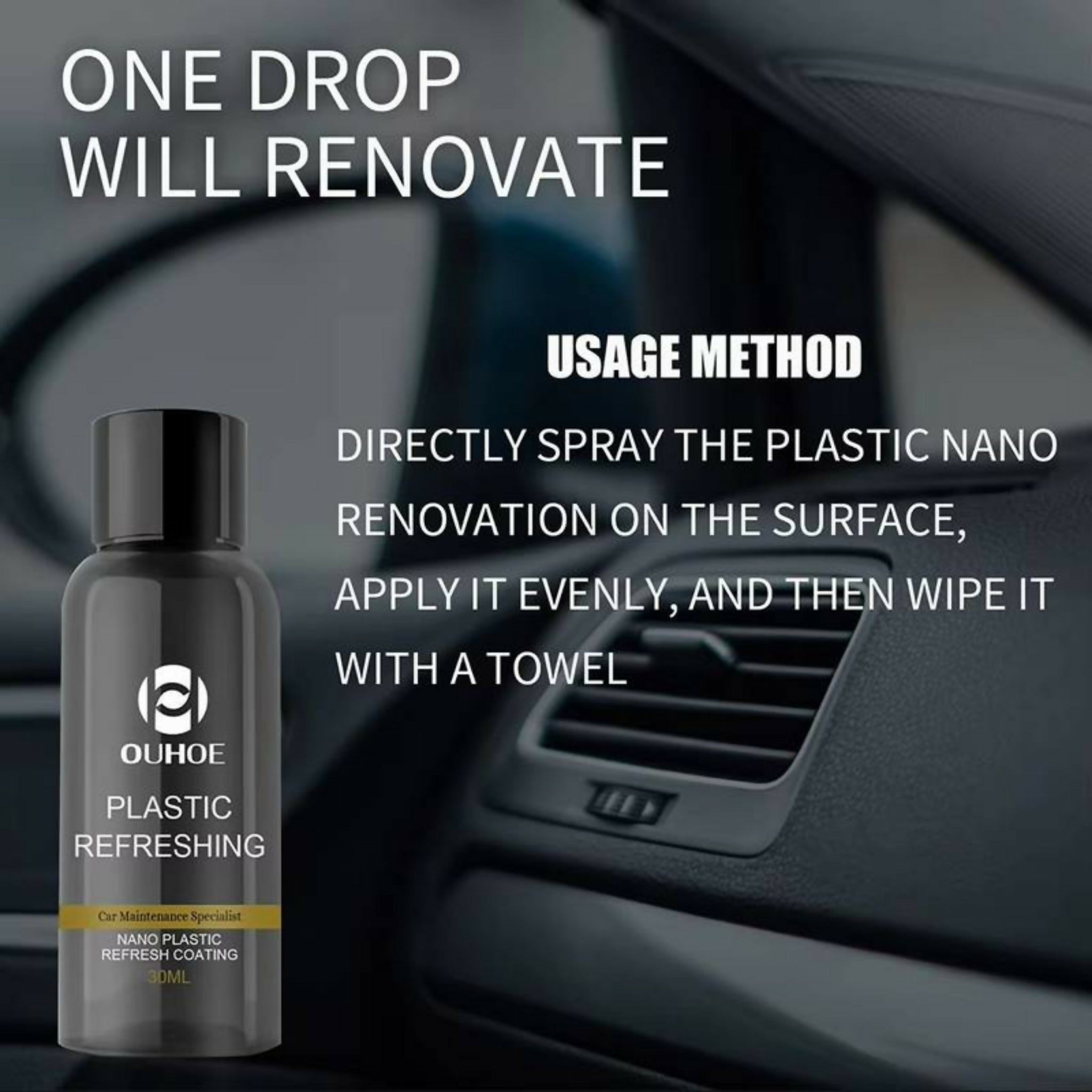 Ouhue Nano Coating for Car Plastic – Interior & Exterior Plastic Restorer for Long-Lasting Shine & Protection