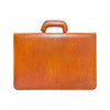 Tan leather executive bag featuring clean panel design and reinforced stitching for durability.