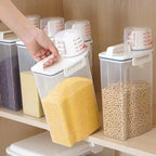 Container, Airtight Grain Storage with Measuring Cup for Rice and Dry Food