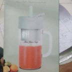 Portable Mini Crusher Juicer – USB Rechargeable Electric Juice Cup with Straw & Handle for Fresh Shakes and Smoothies