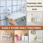 Multifunctional Self Adhesive Creative Character Shelves Bathroom Wall Mounted Shelf | Storage Rack for Bathroom, Kitchen & Room – 1 Pc (White)