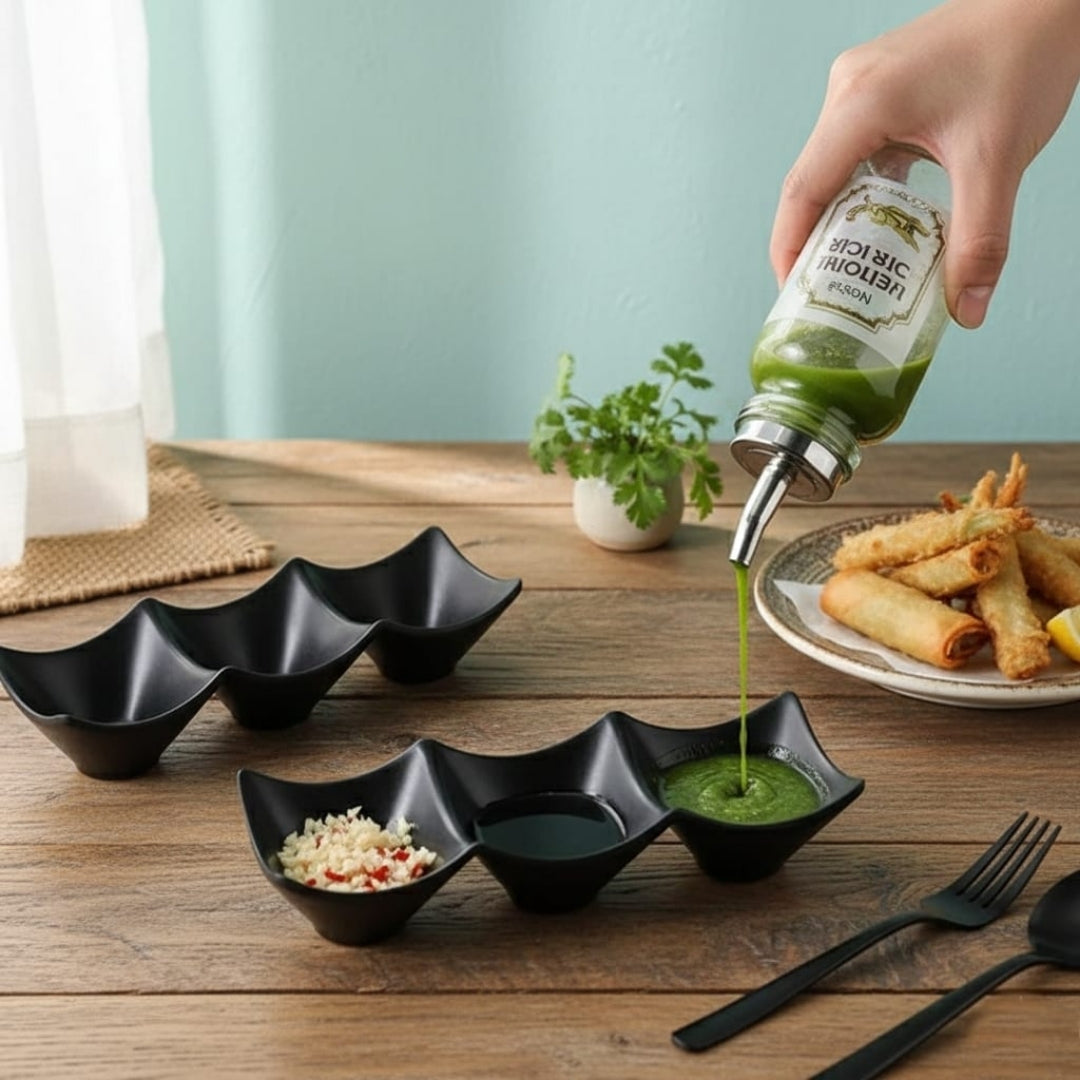 Three grid sauce tray for dips