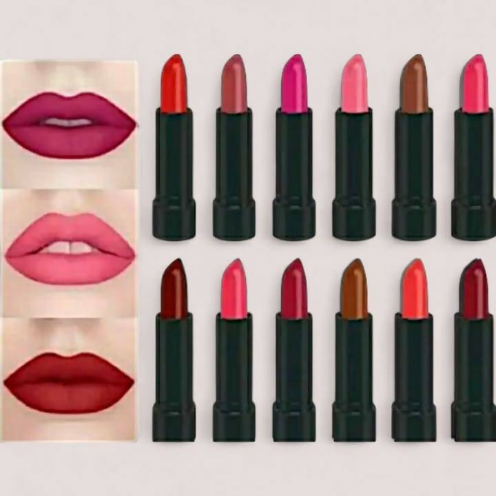 12 Pcs High pigmented matte Lip- stick set_long smooth texture lip color collection for Bold And beautiful Looks