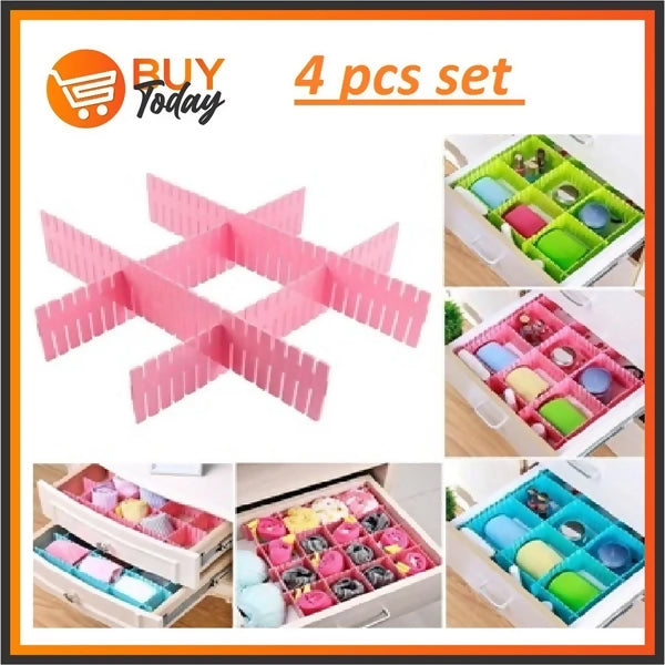 yu350/87Keep your drawers clean, neat, and perfectly organized with this Drawer Organizer Board Storage Box (4 Pieces Set). Designed to help you divide drawers into customized sections, these adjustable clapboard dividers make organizing household essenti