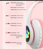 Cat Ear Bluetooth Headphones Pink With LED Light