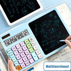 2-in-1 Calculator with LCD Writing Tablet, Foldable Portable Device, for School & Office