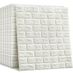 3D White Brick Wall Stickers, Self-Adhesive Foam Wall Panels