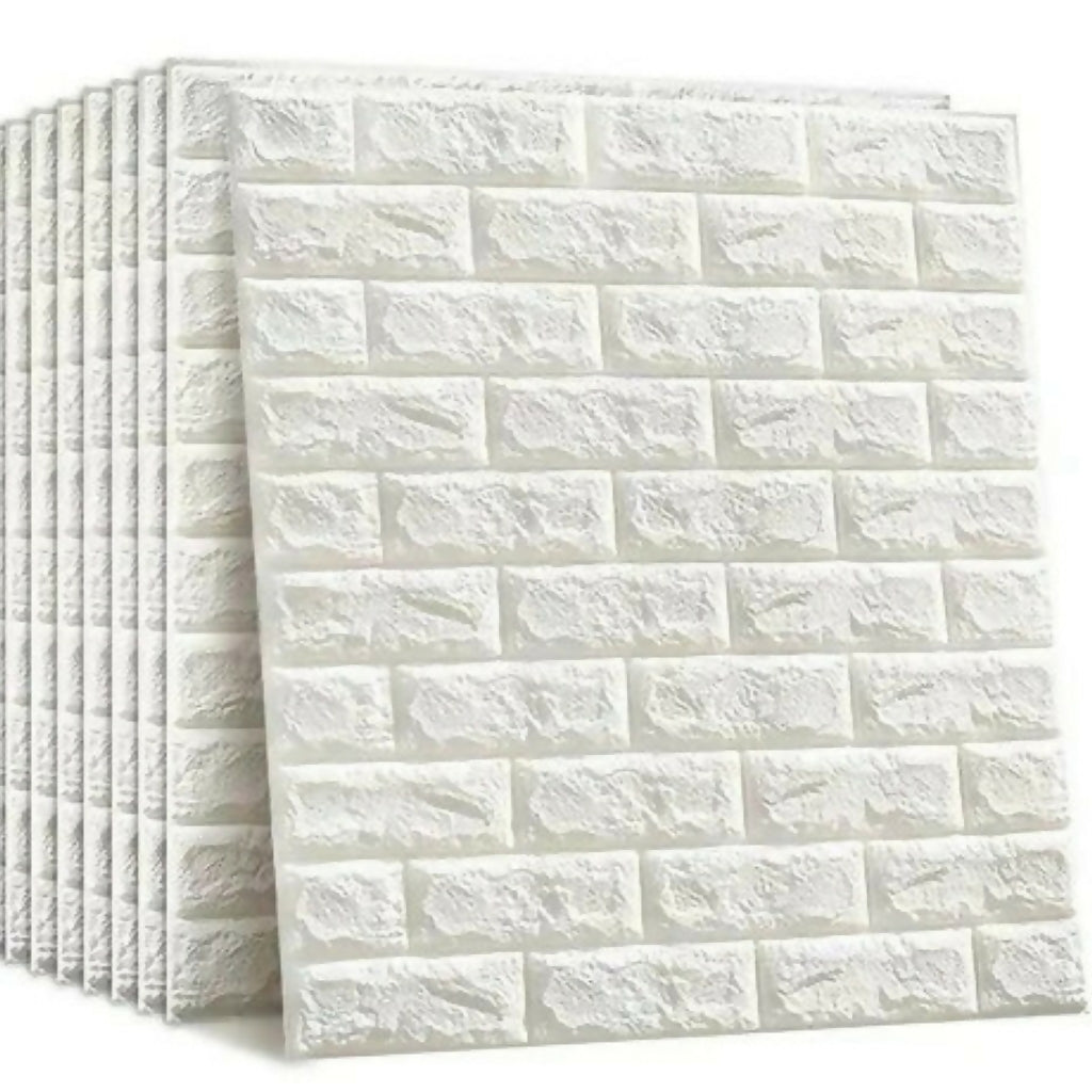 3D White Brick Wall Stickers, Self-Adhesive Foam Wall Panels