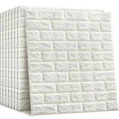 3D White Brick Wall Stickers, Self-Adhesive Foam Wall Panels