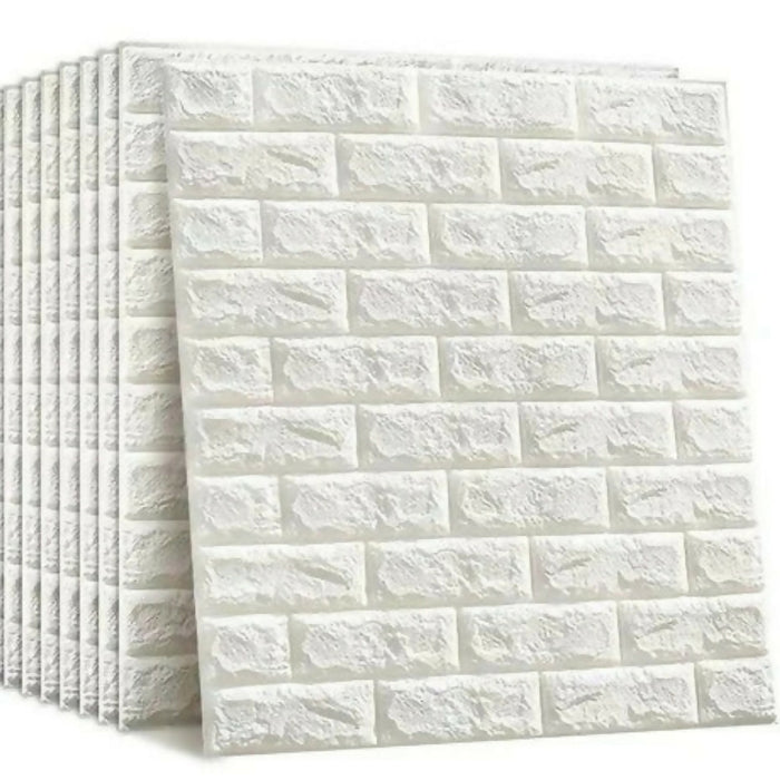 3D White Brick Wall Stickers, Self-Adhesive Foam Wall Panels