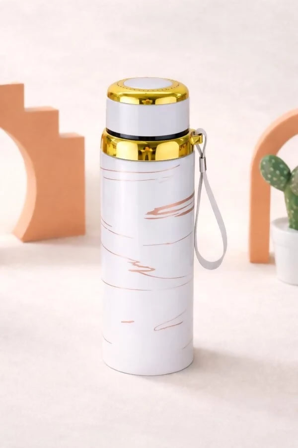 Premium Marble Print Stainless Steel Water Bottle – Elegant Vacuum Insulated Flask – Random Color – 800ml