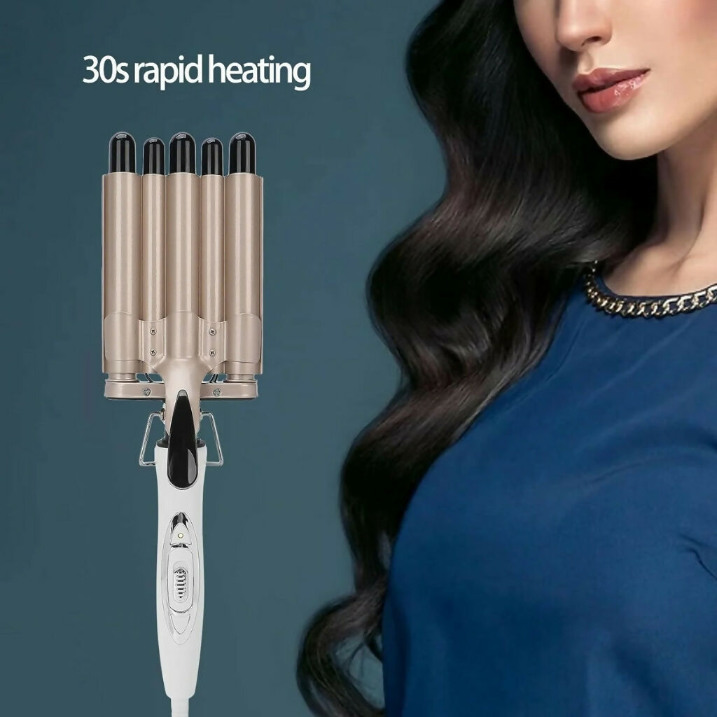 Hair Crimper, 5 Barrel Easy Curling Iron, for Home & Salon Use
