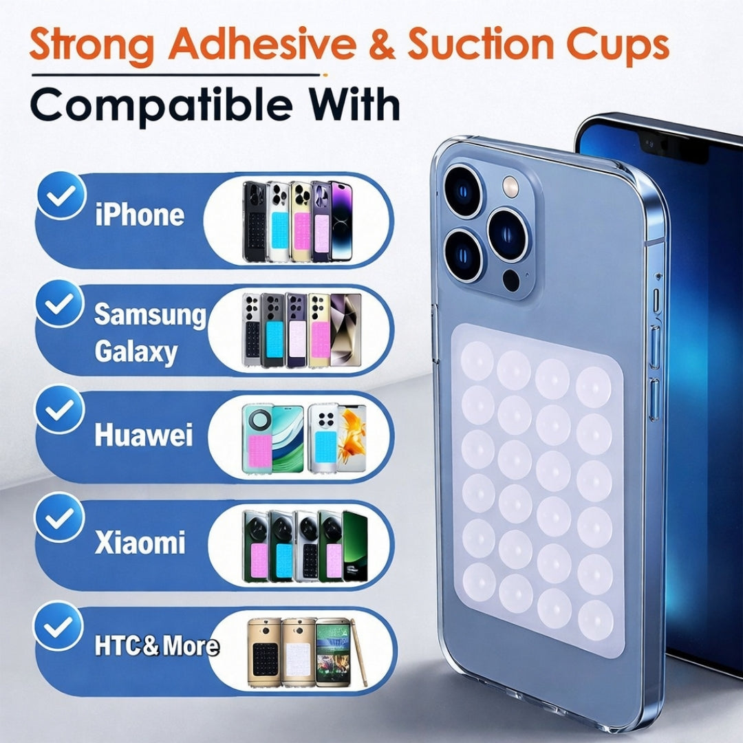 Universal Suction Phone Holder Silicone Grip Pad Mobile Mount Fixture